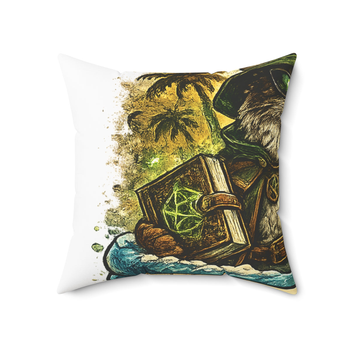 Crazy Cat Wizard Funny Fantasy Decorative Pillow