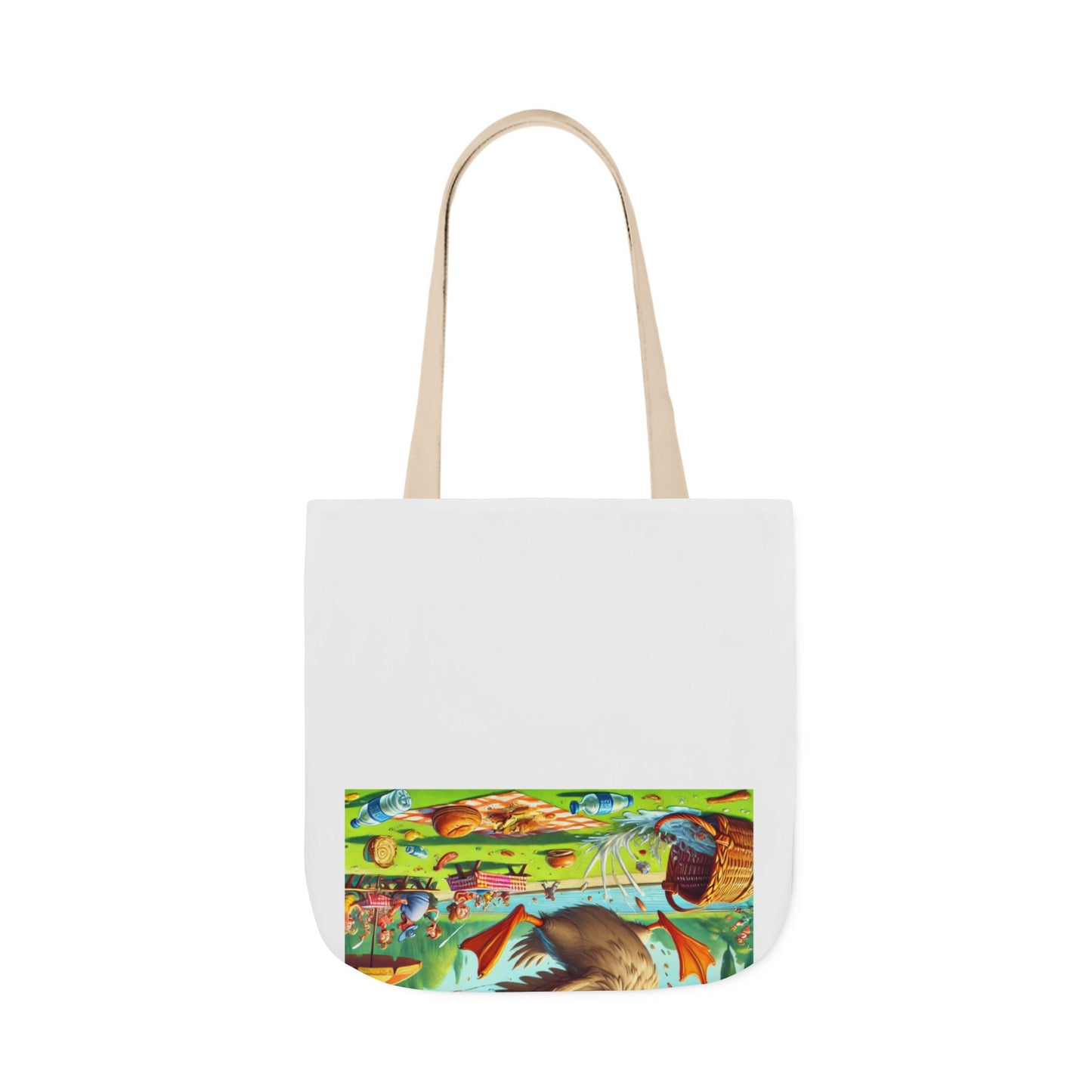 Chaotic Picnic Duck Funny Summer Canvas Tote Bag