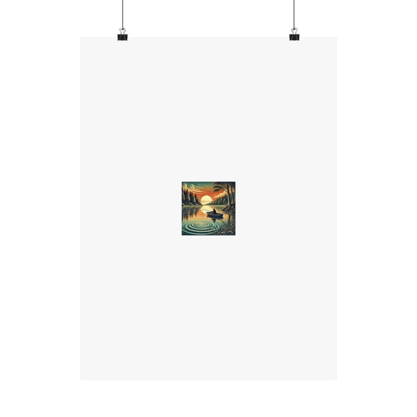 Sunset Lake Fishing Retreat Poster Lake House Fishing Wall Art Gift