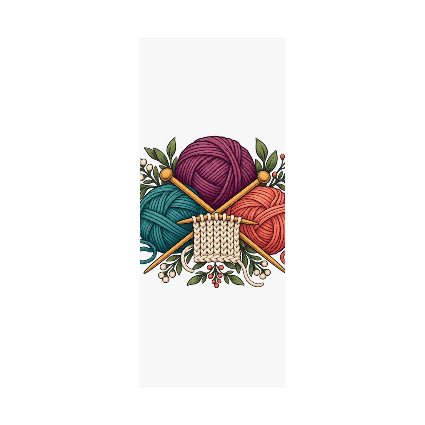 Retro Yarn and Knitting Botanical Art Poster