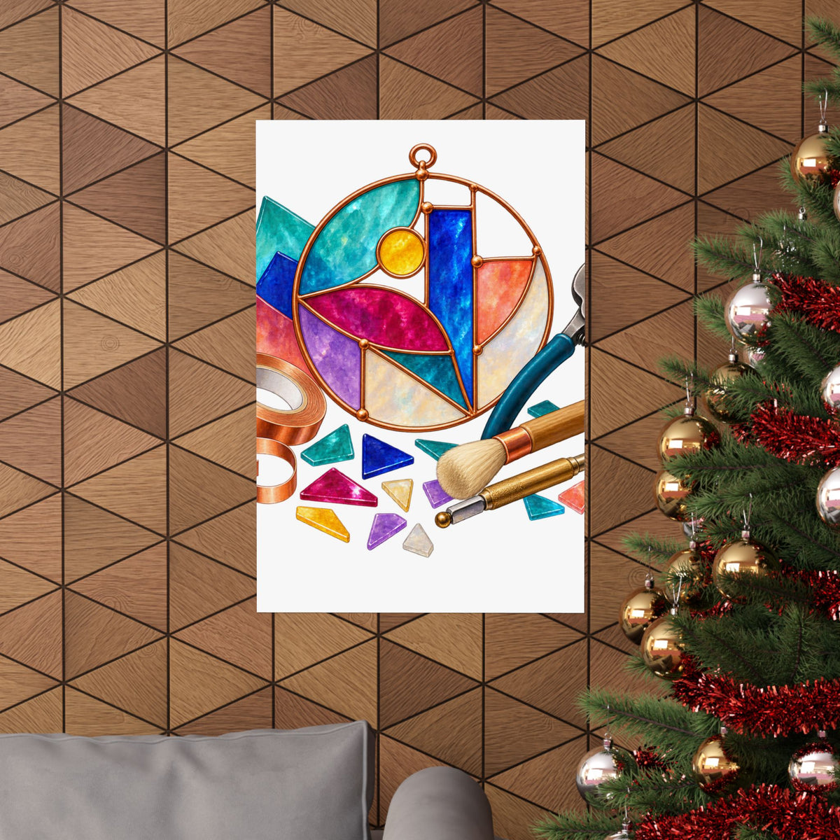 Abstract Stained Glass Suncatcher Workshop Poster