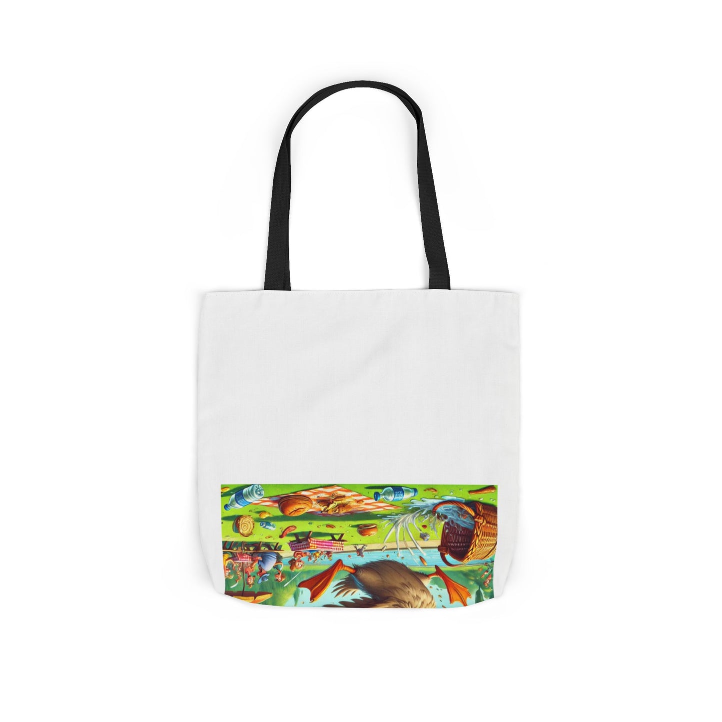 Chaotic Picnic Duck Funny Summer Canvas Tote Bag
