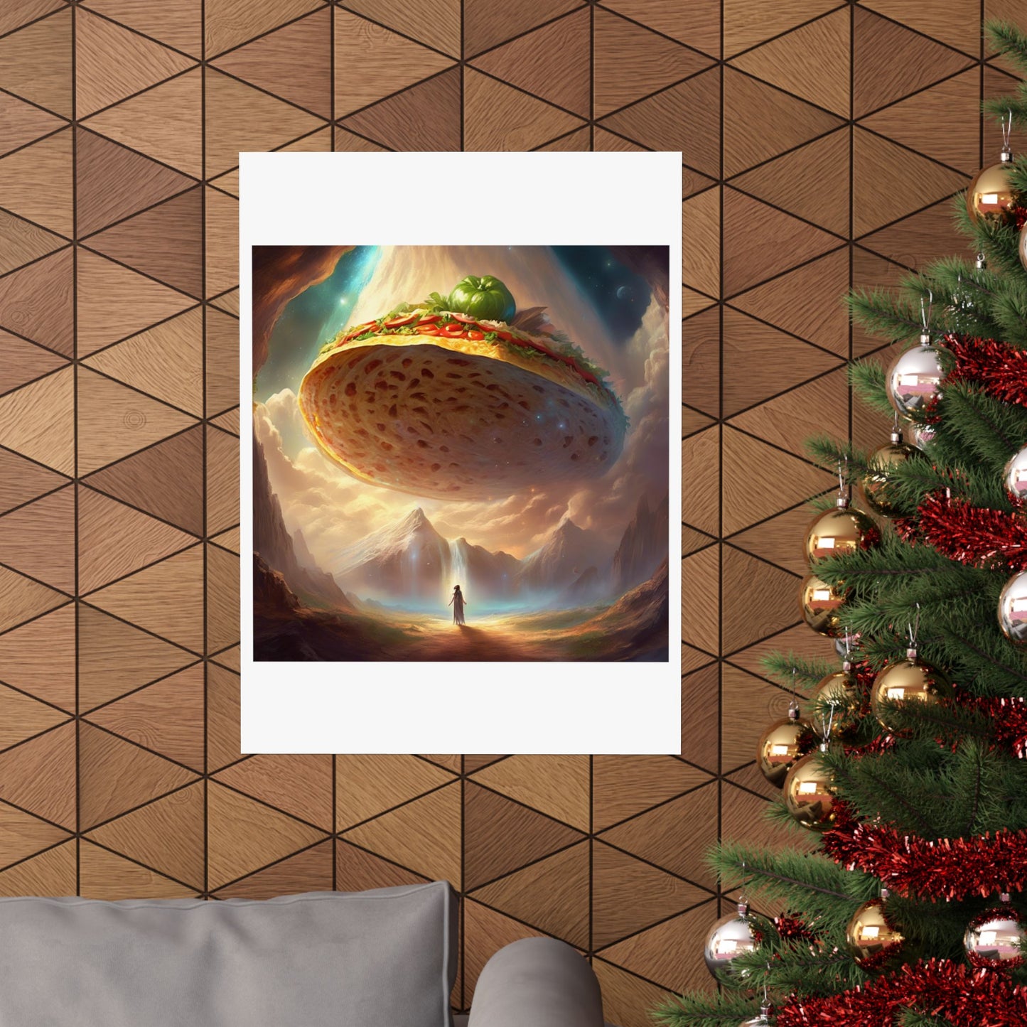 Cosmic Taco UFO Surreal Food Fantasy Art Poster