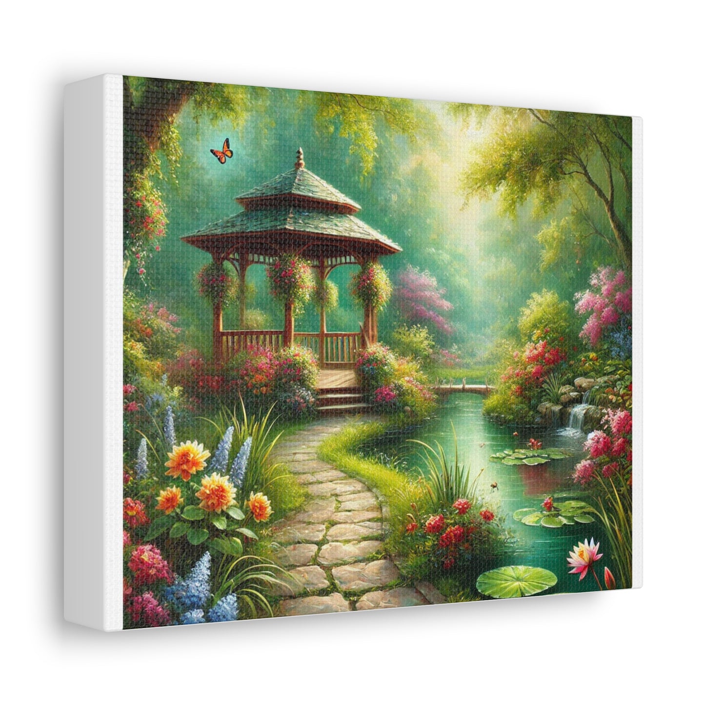 Spring Garden Gazebo Floral Landscape Canvas
