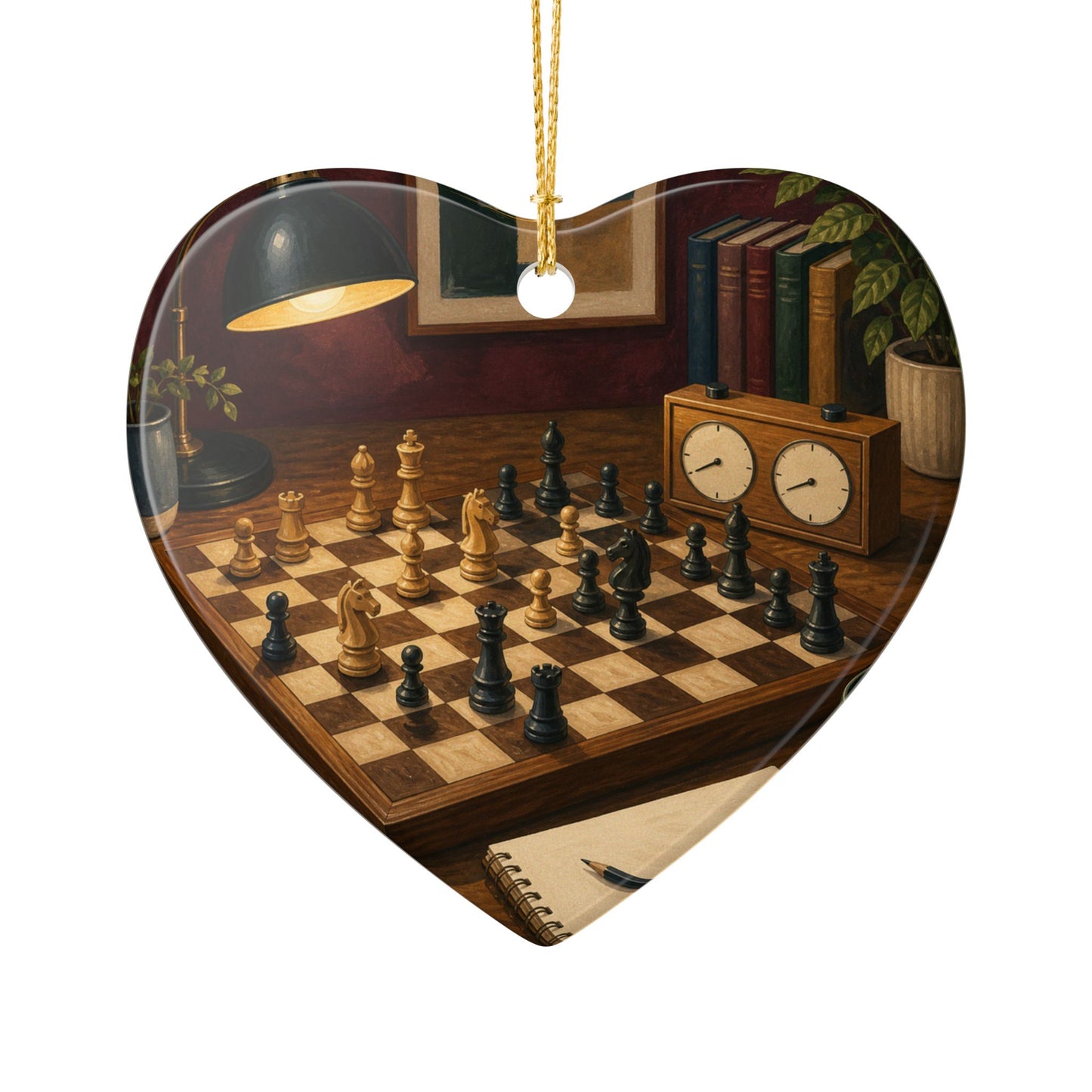 Cozy Chess Strategy Game Hobby Art Ceramic Ornament, Holiday Keepsake and Gift