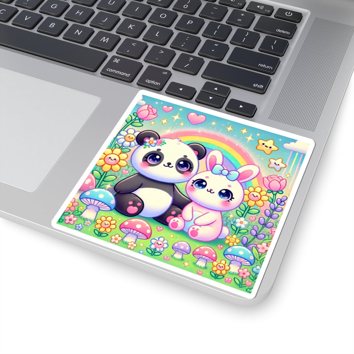 Pastel Panda and Bunny Rainbow Garden Sticker