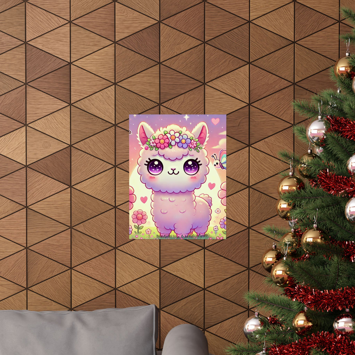 Pastel Floral Alpaca Garden Kawaii Wall Art Poster