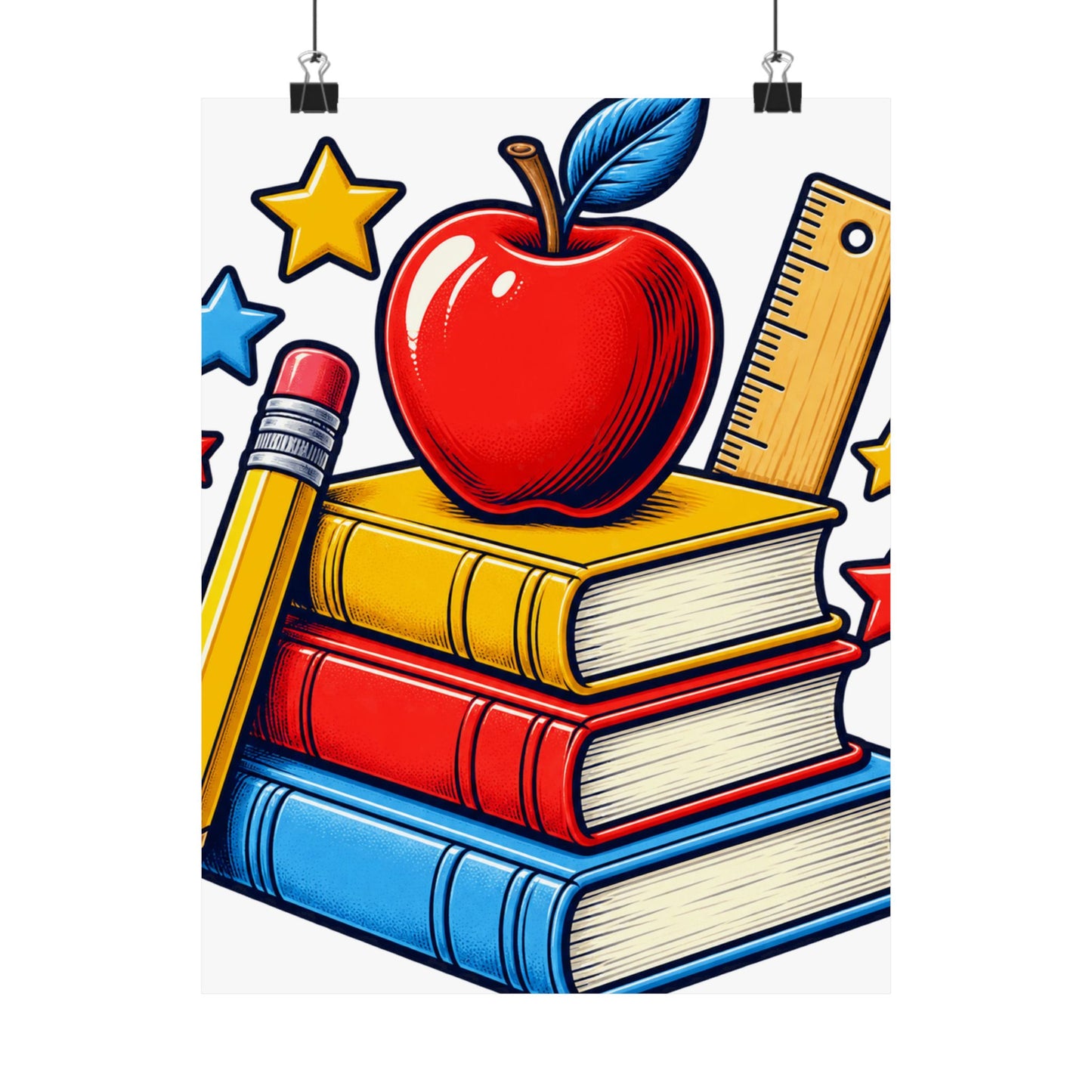 Retro School Books Apple Teacher Appreciation Art Poster