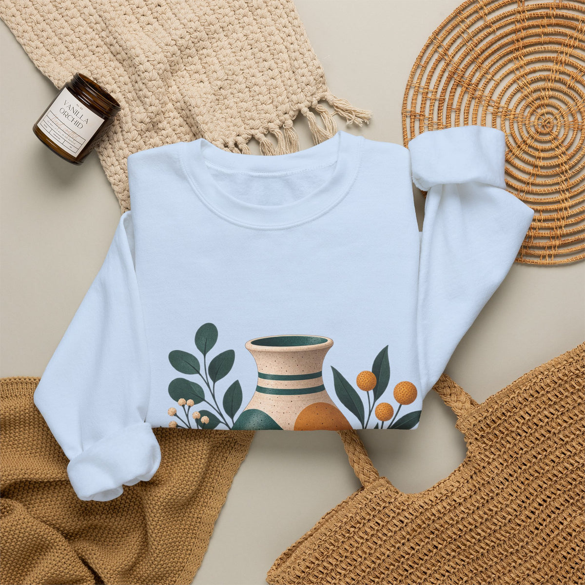 Midcentury Pottery Botanical Art Sweatshirt