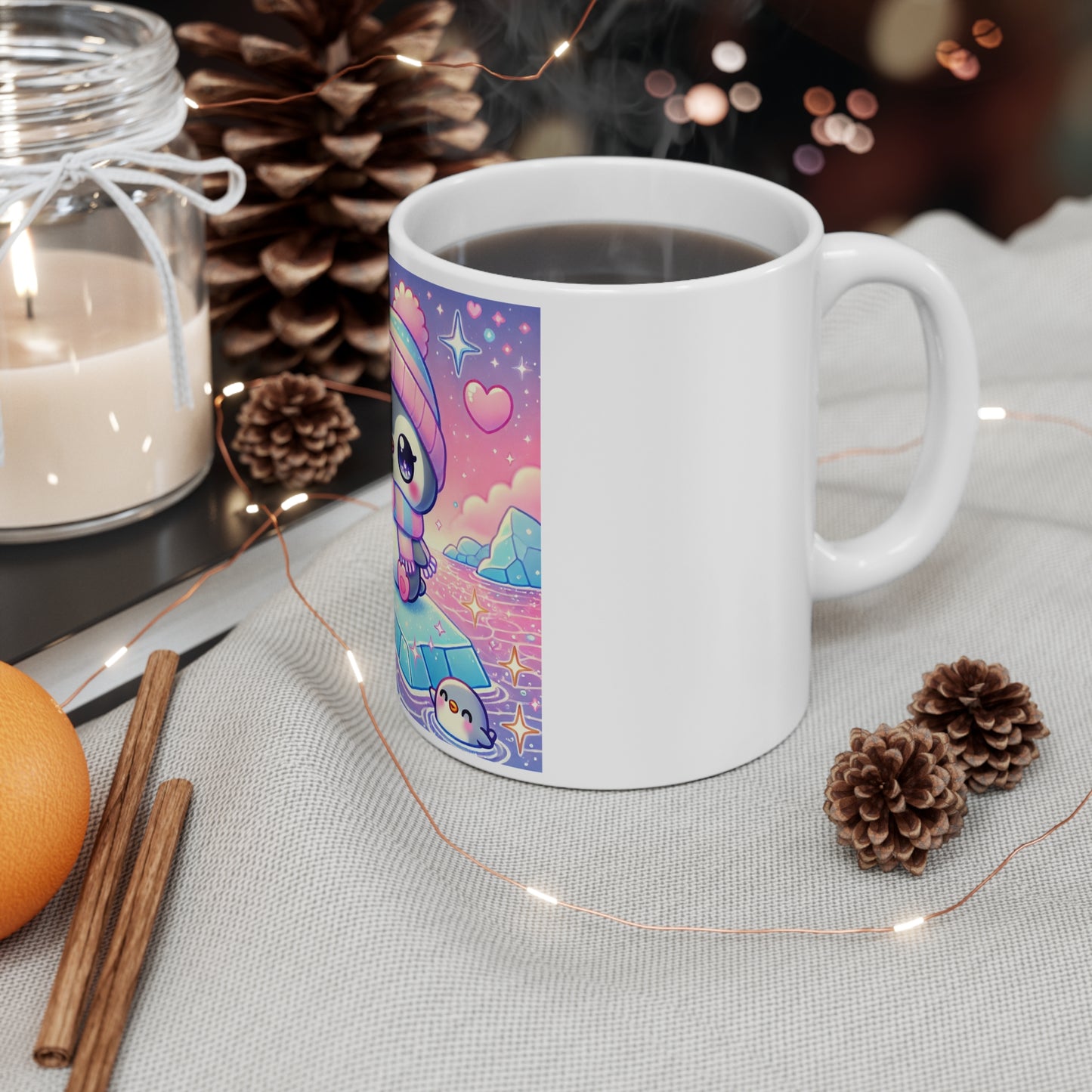Cute Winter Penguin Ice Floe Kawaii Art Coffee Mug