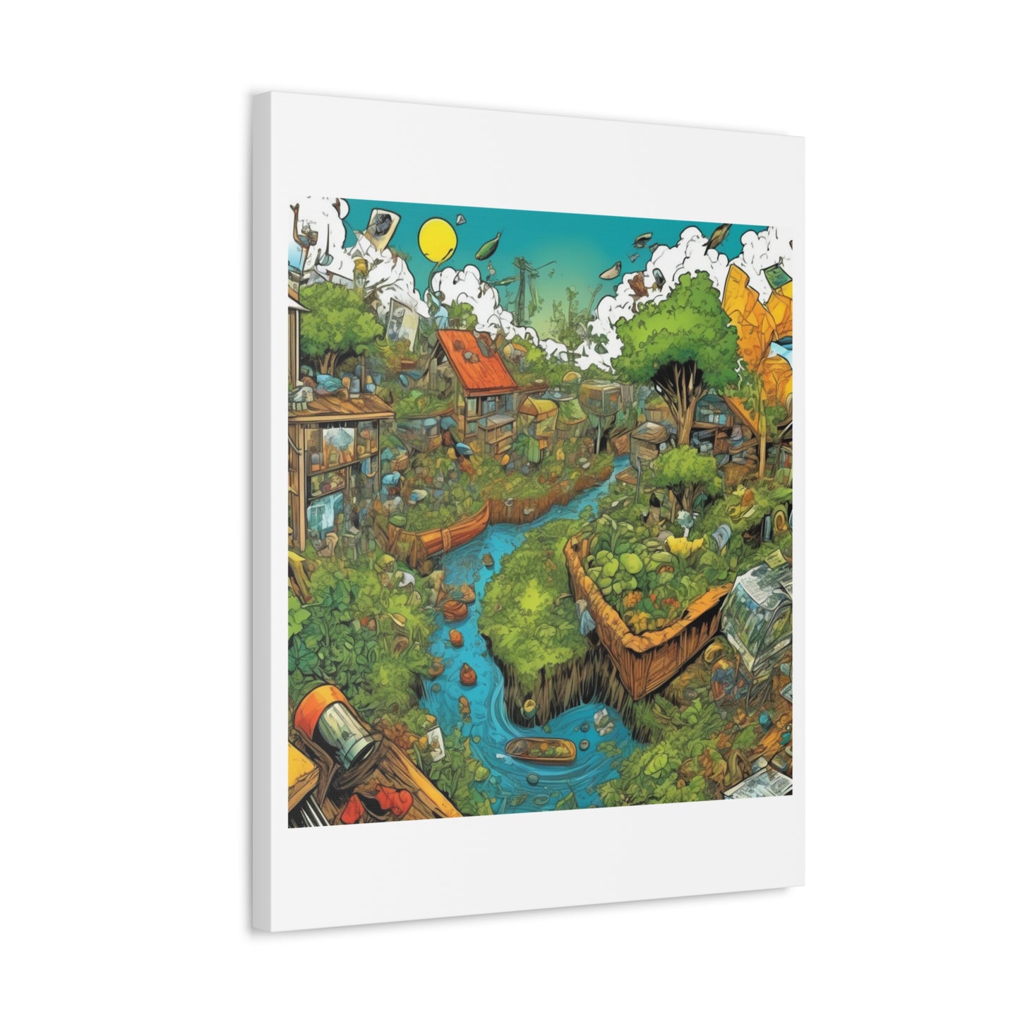 Whimsical Garden Stream Nature Gift Art Canvas