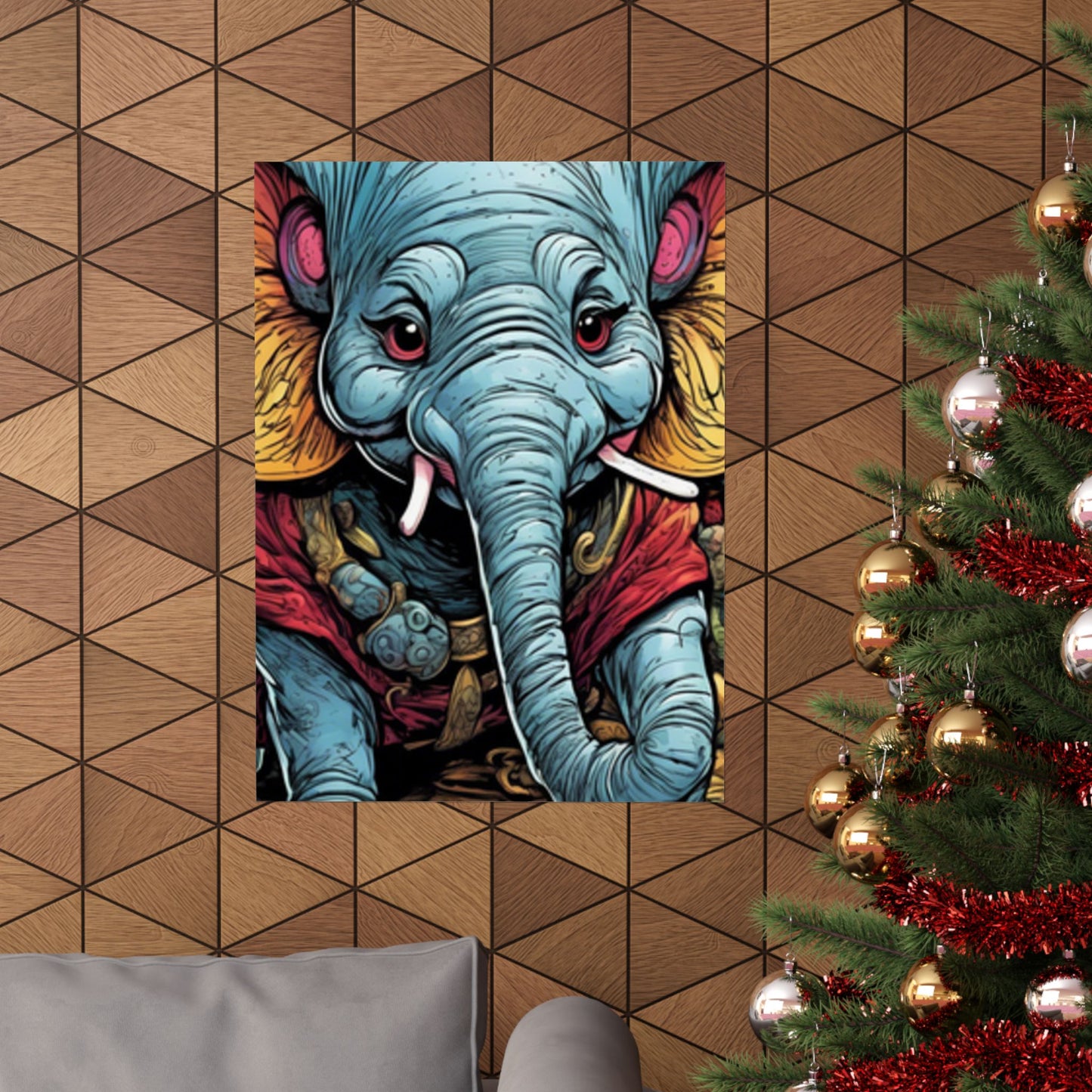 Colorful Elephant Garden Parade Wildlife Wall Art Poster
