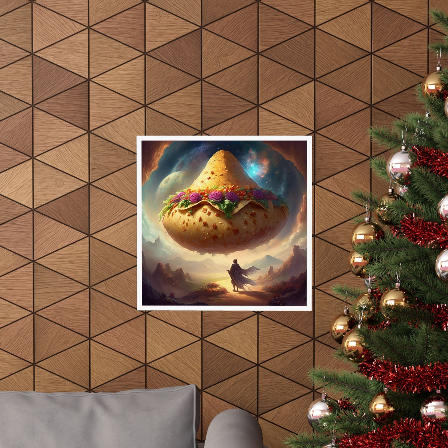 Cosmic Taco Planetoid Surreal Food Fantasy Art Poster