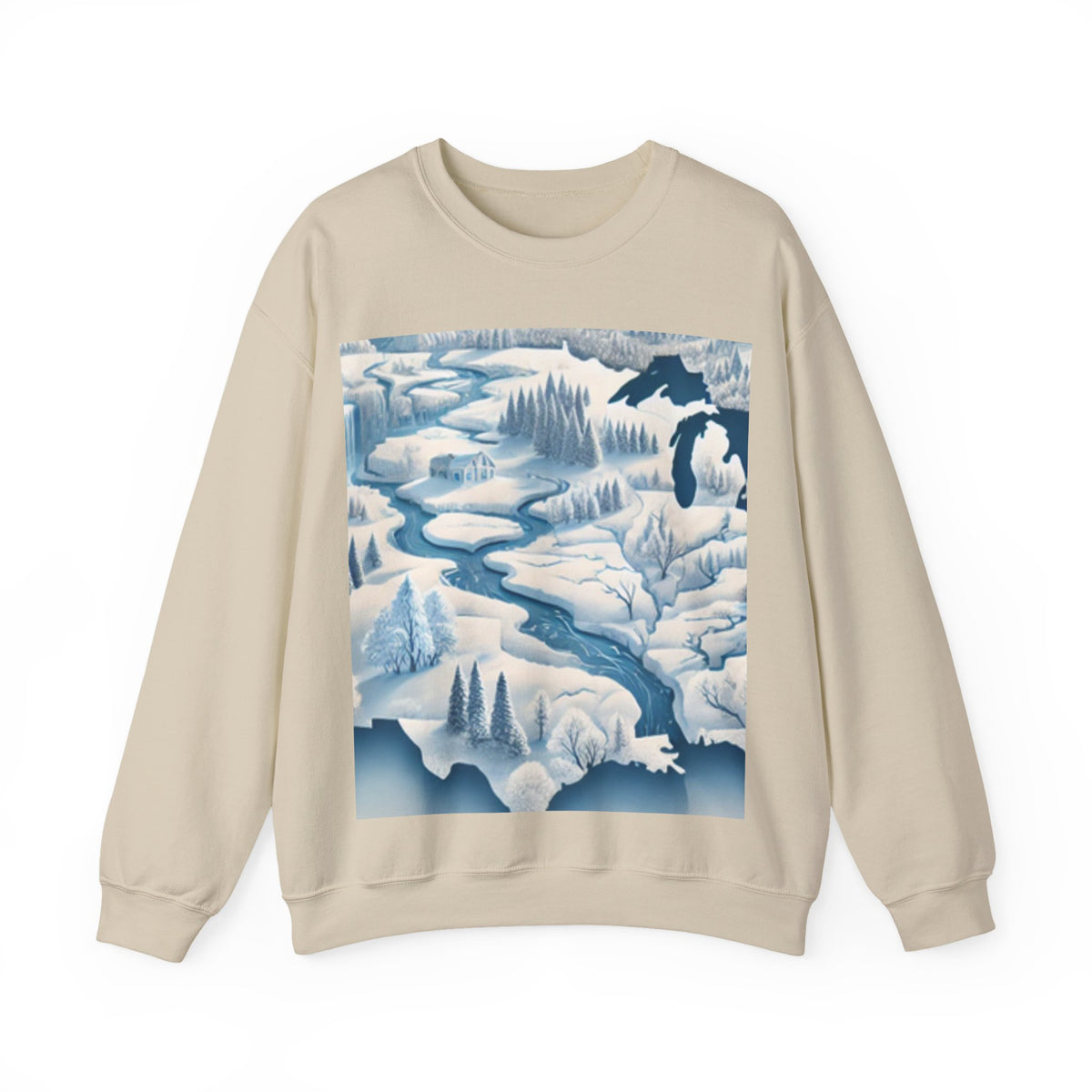 Winter USA Dreamscape Snowy Map Crew Sweatshirt Travel Gift