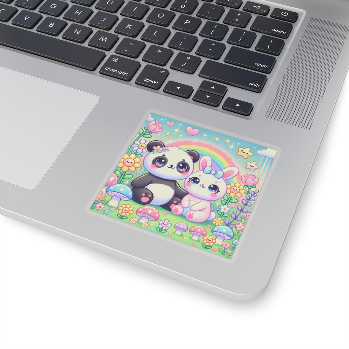Pastel Panda and Bunny Rainbow Garden Sticker