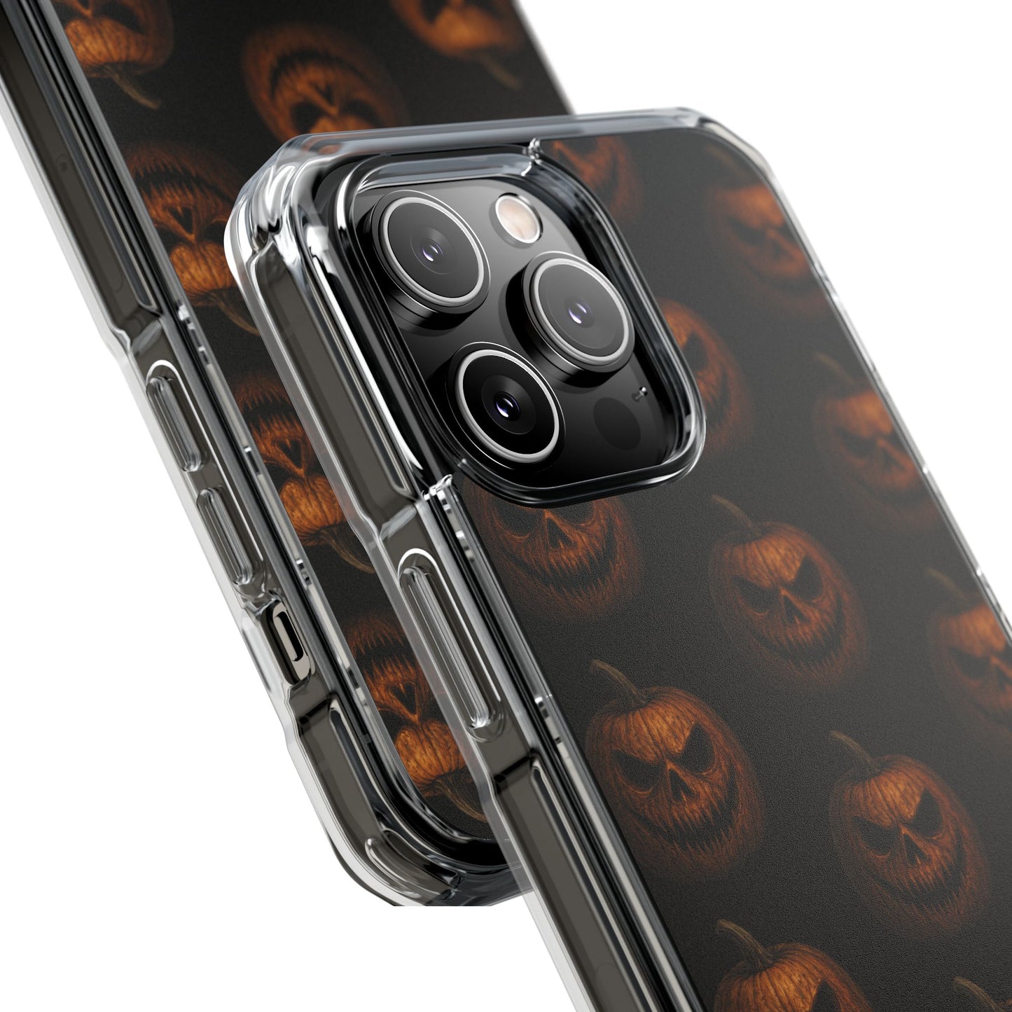 Magnet Cover, Halloween Pumpkin Spooky Phone Case, Horror Jack-O-Lantern Black Case, Magnetic Clear Impact Cover, Scary Cellphone Slim