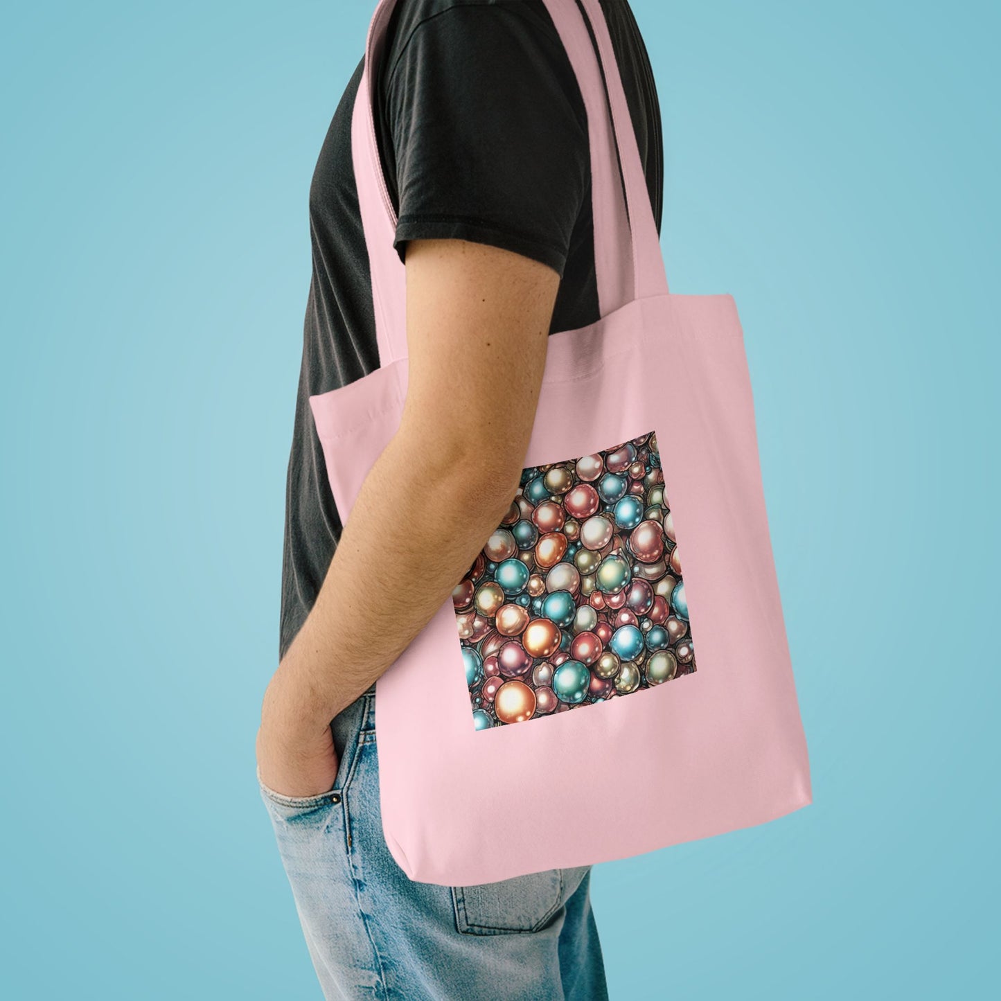 Rainbow Pearl Marble Abstract Gift Art Tote Bag