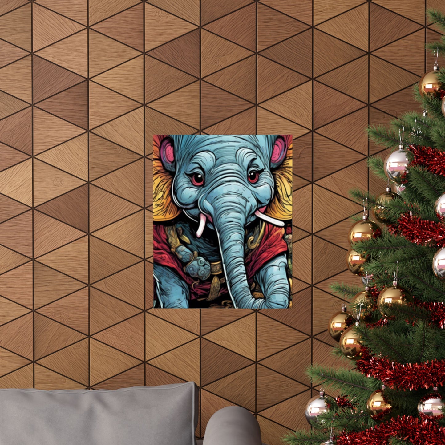 Colorful Elephant Garden Parade Wildlife Wall Art Poster