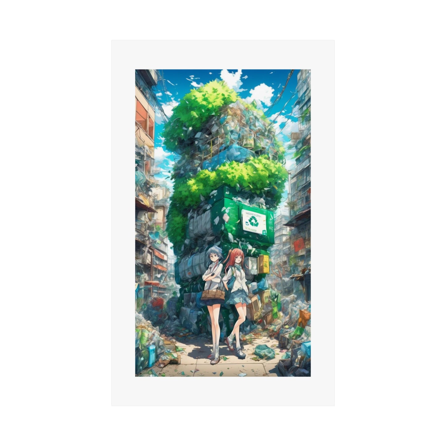 Urban Recycling Anime Friends Green City Wall Poster