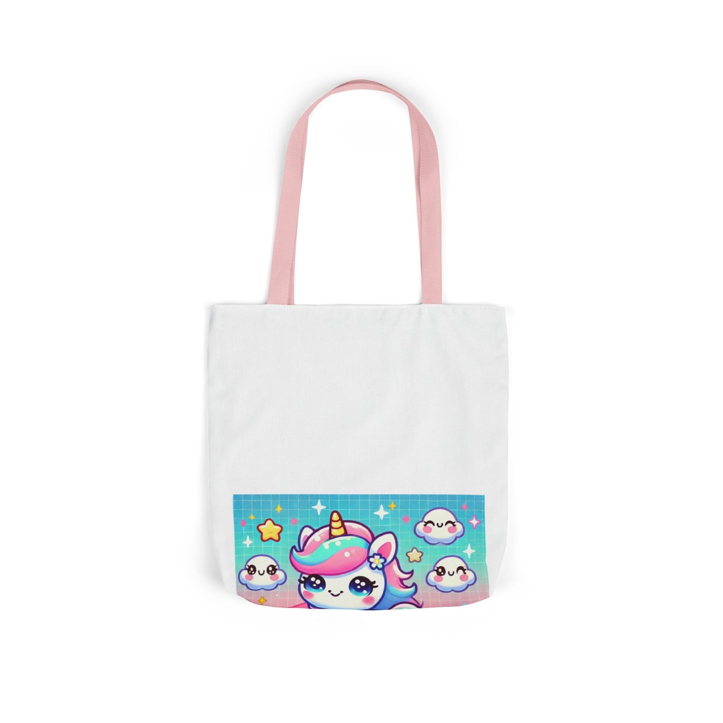 Pastel Rainbow Unicorn Cloud Kawaii Canvas Tote Bag