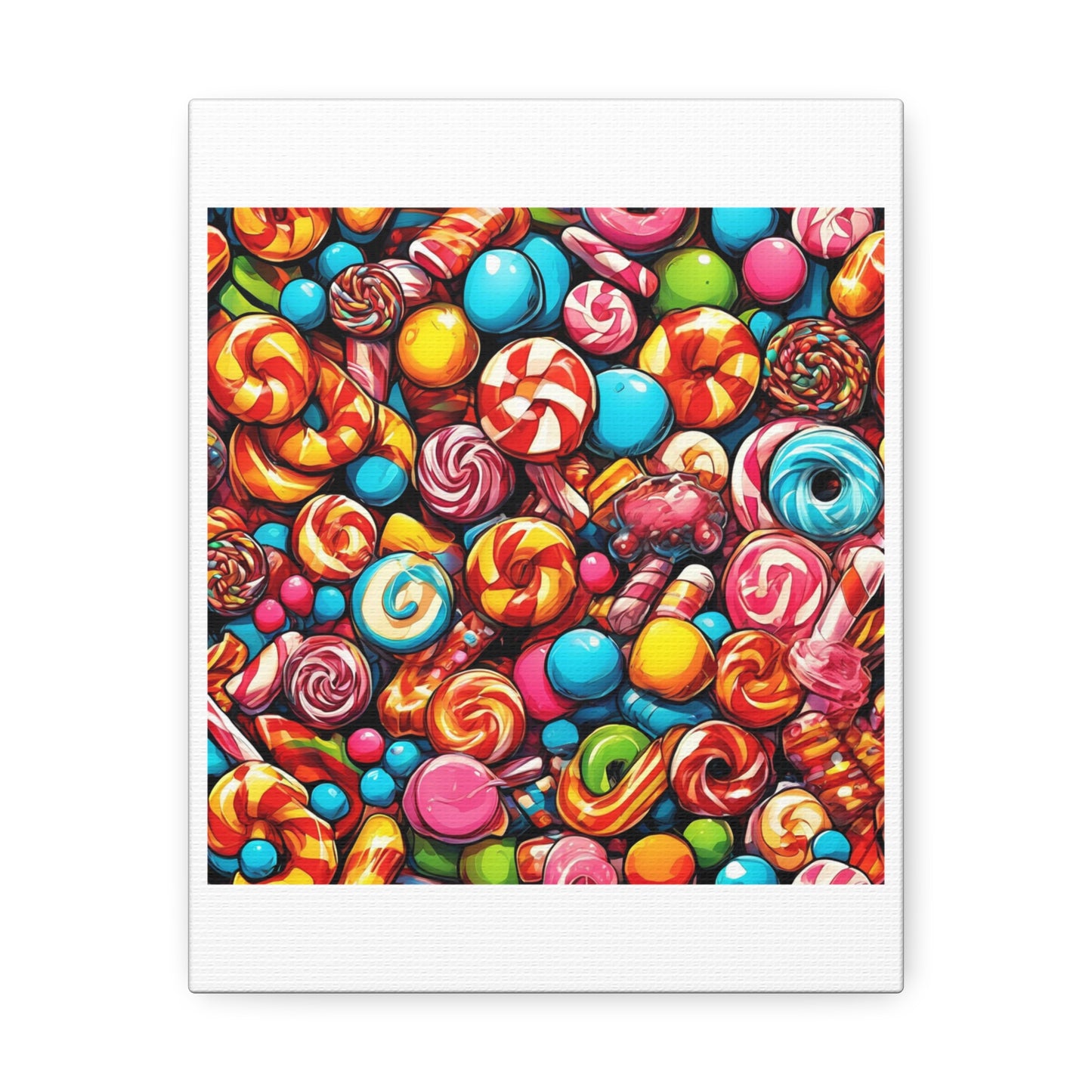Colorful Candy and Lollipop Pattern Canvas