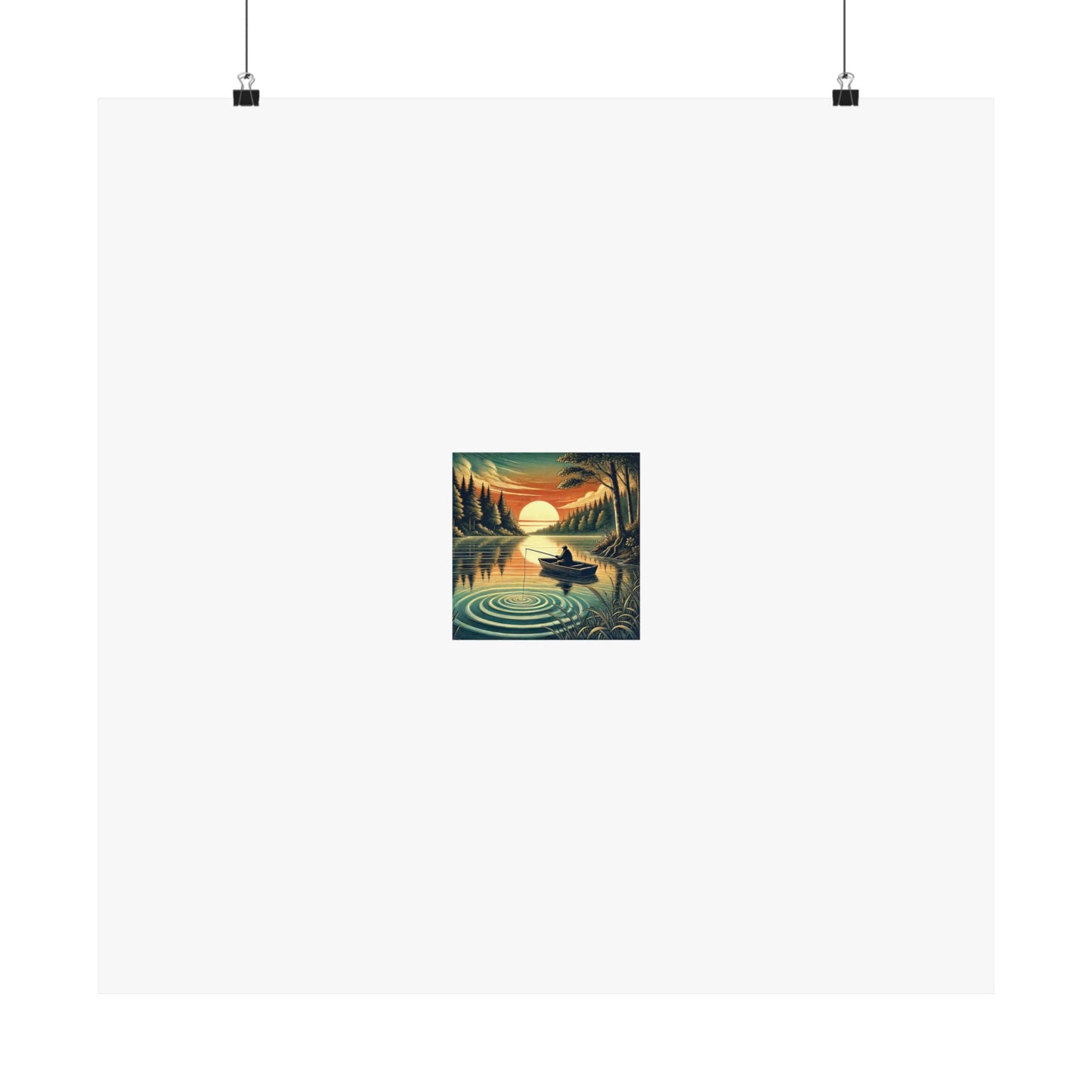 Sunset Lake Fishing Retreat Poster Lake House Fishing Wall Art Gift
