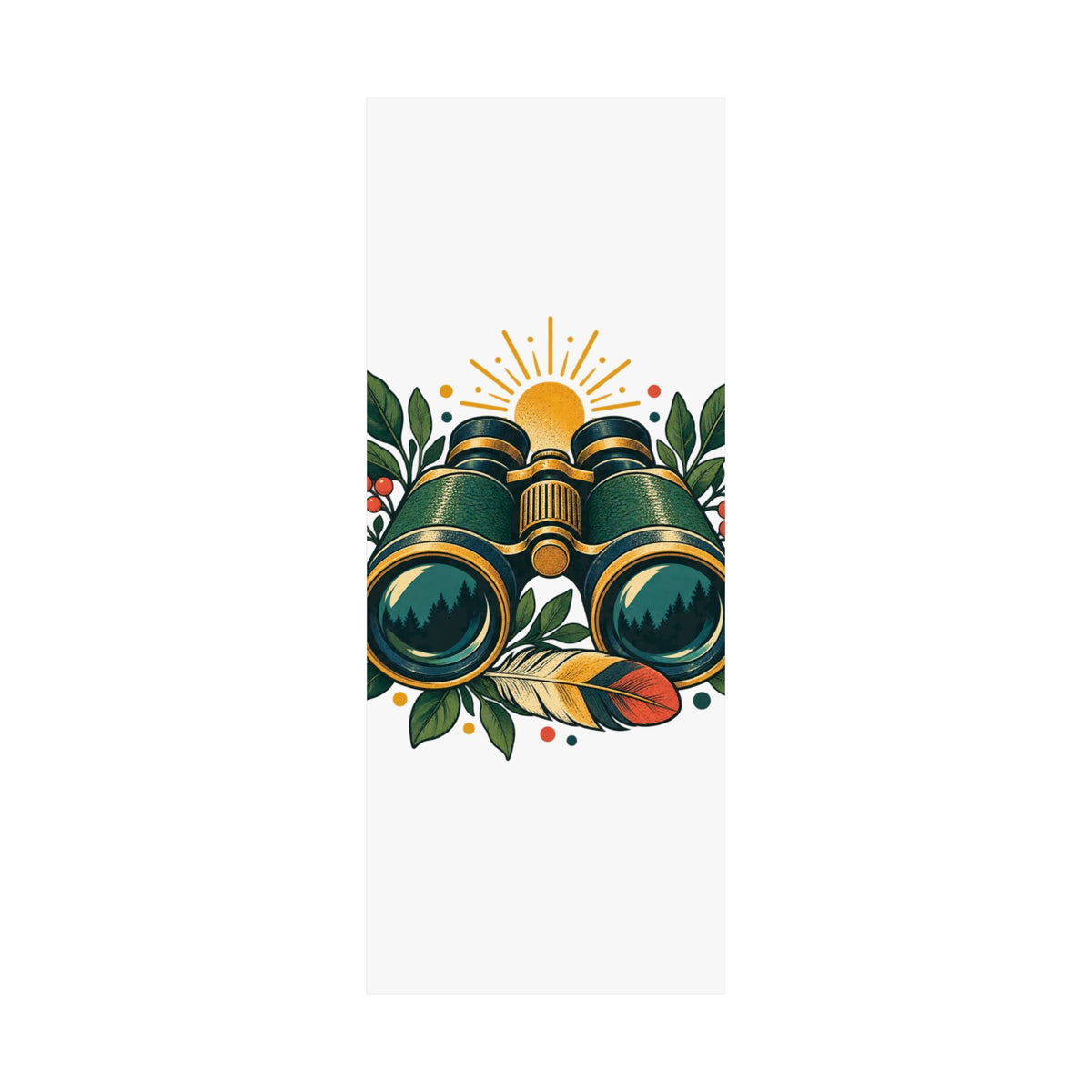 Retro Binoculars and Botanical Birdwatching Art Poster