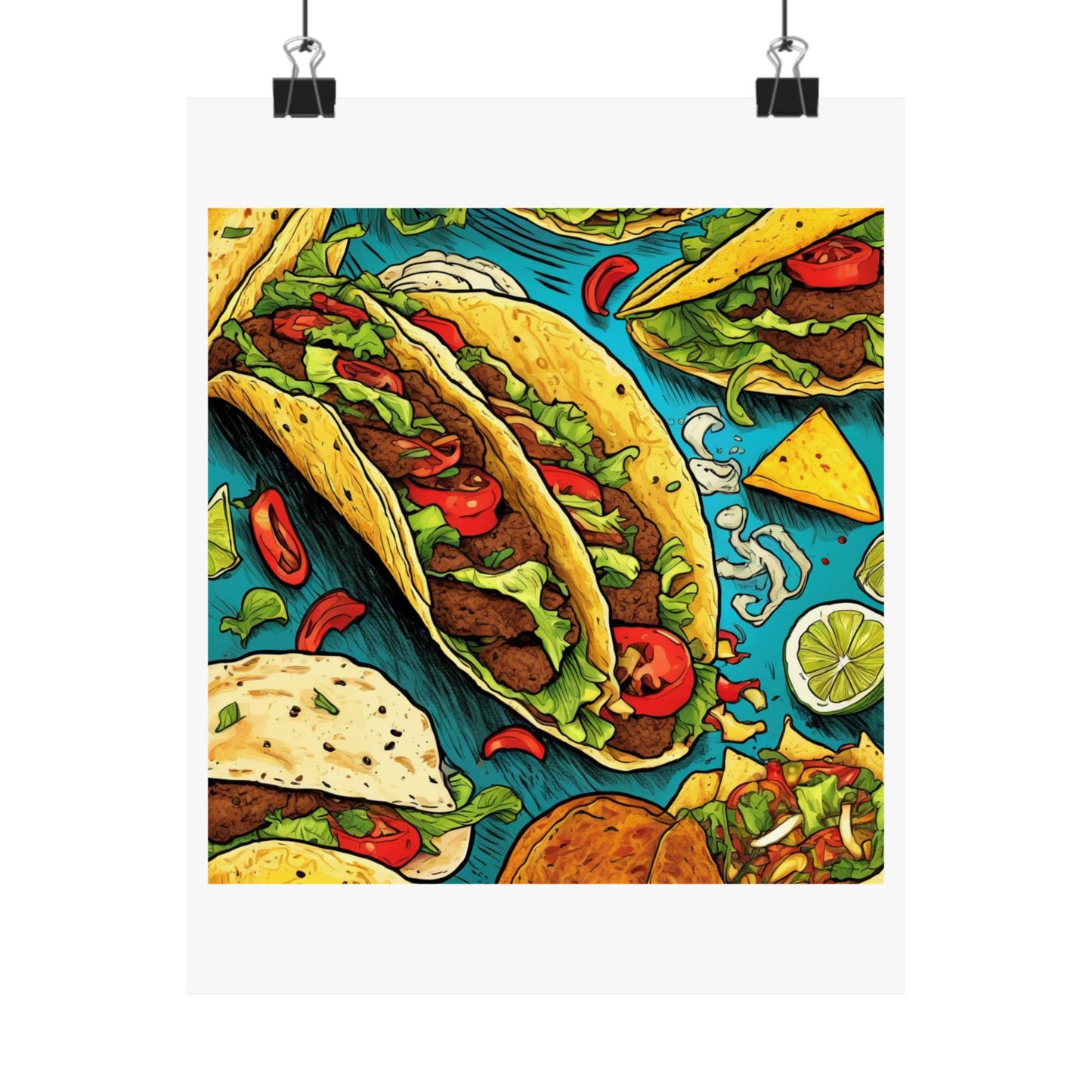 Taco Party Pattern Foodie Gift Art Poster