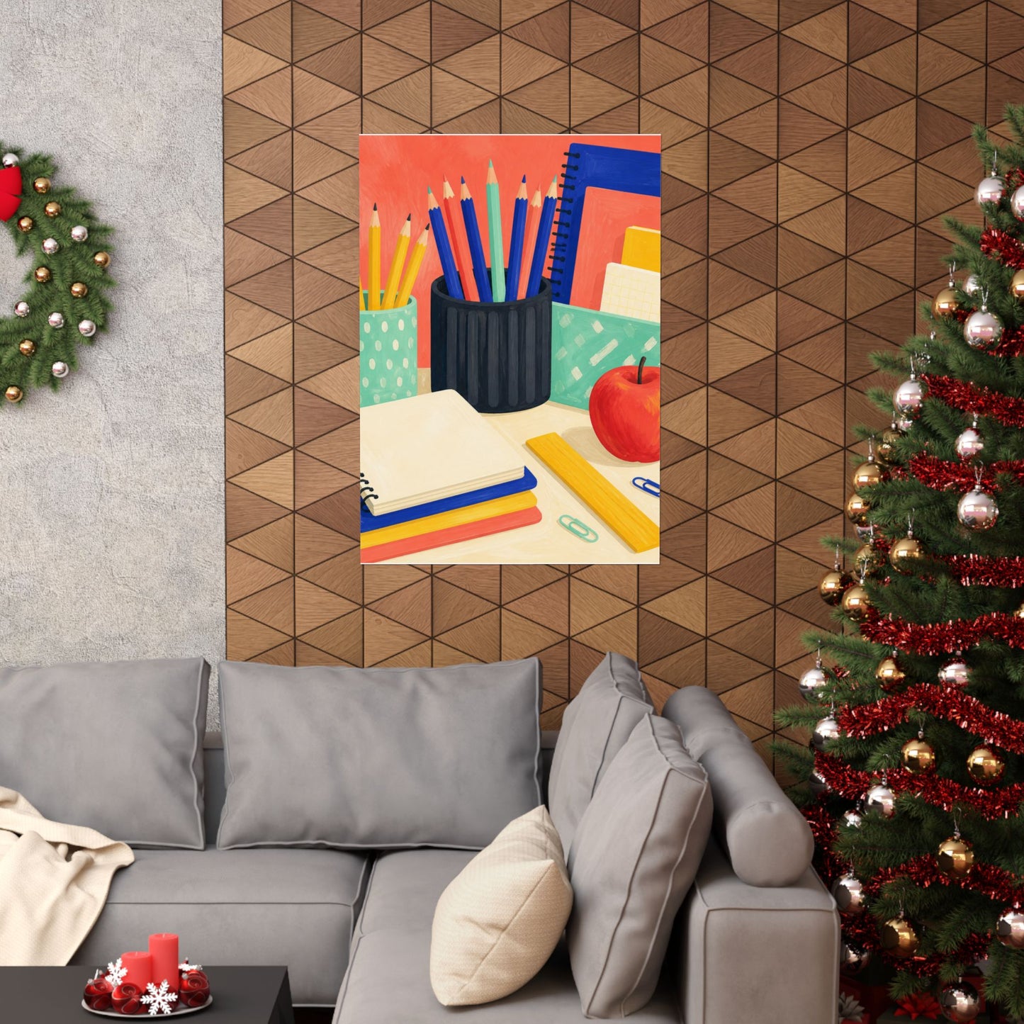 Colorful Teacher Desk Supplies Art Poster