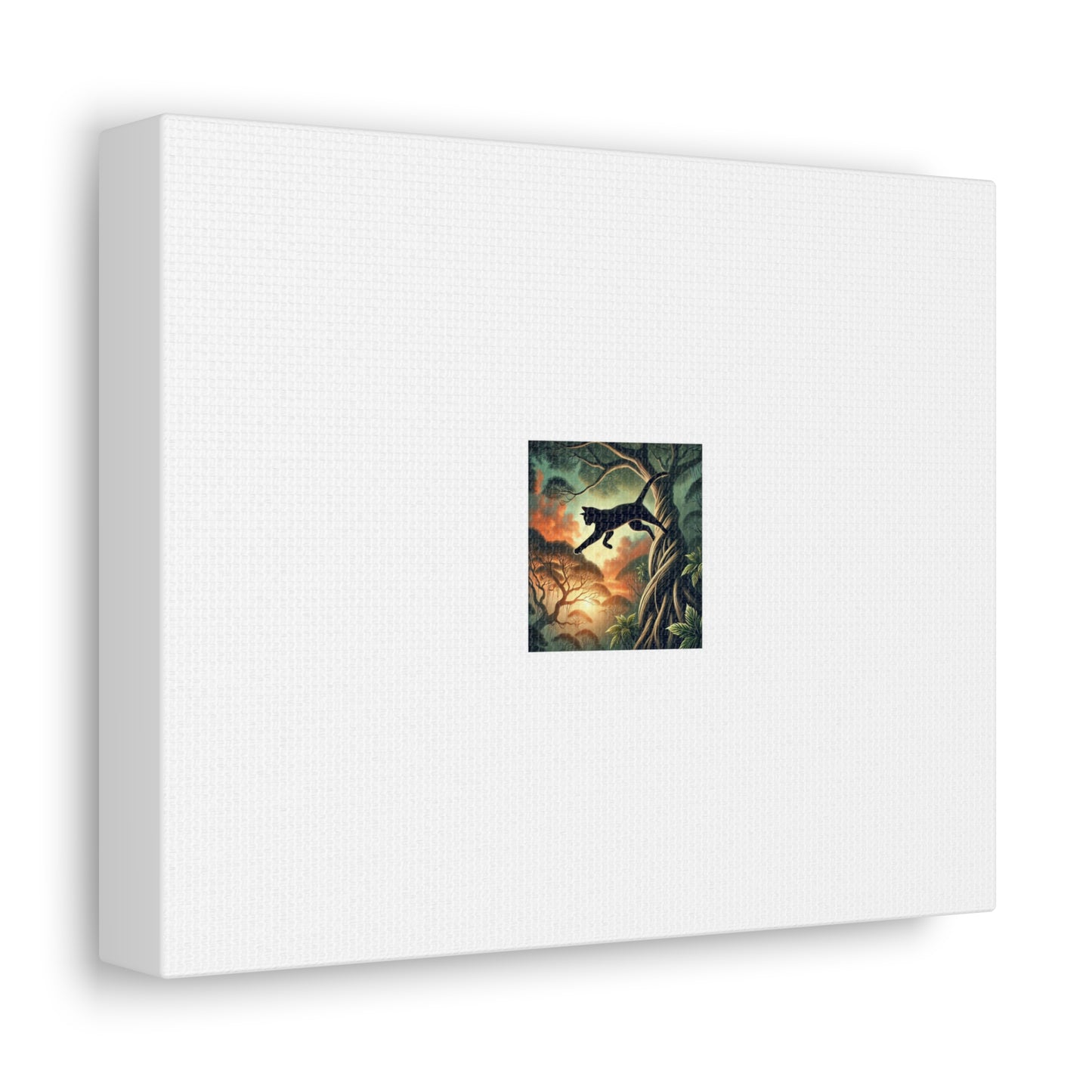 Enchanted Black Cat Forest Canvas Fantasy Cat Wall Art Gift