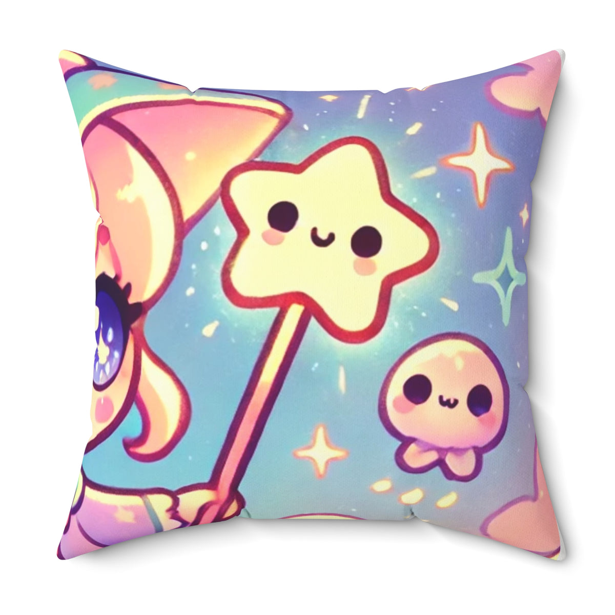 Kawaii Moon Wand Pastel Fantasy Decorative Pillow