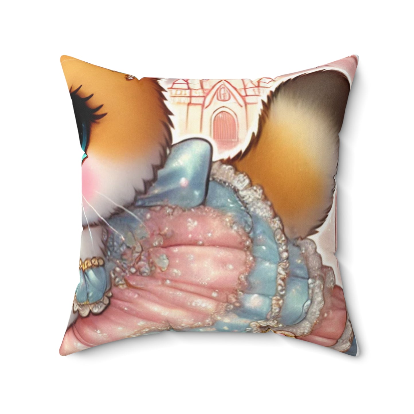Pastel Princess Calico Cat Fantasy Decorative Pillow