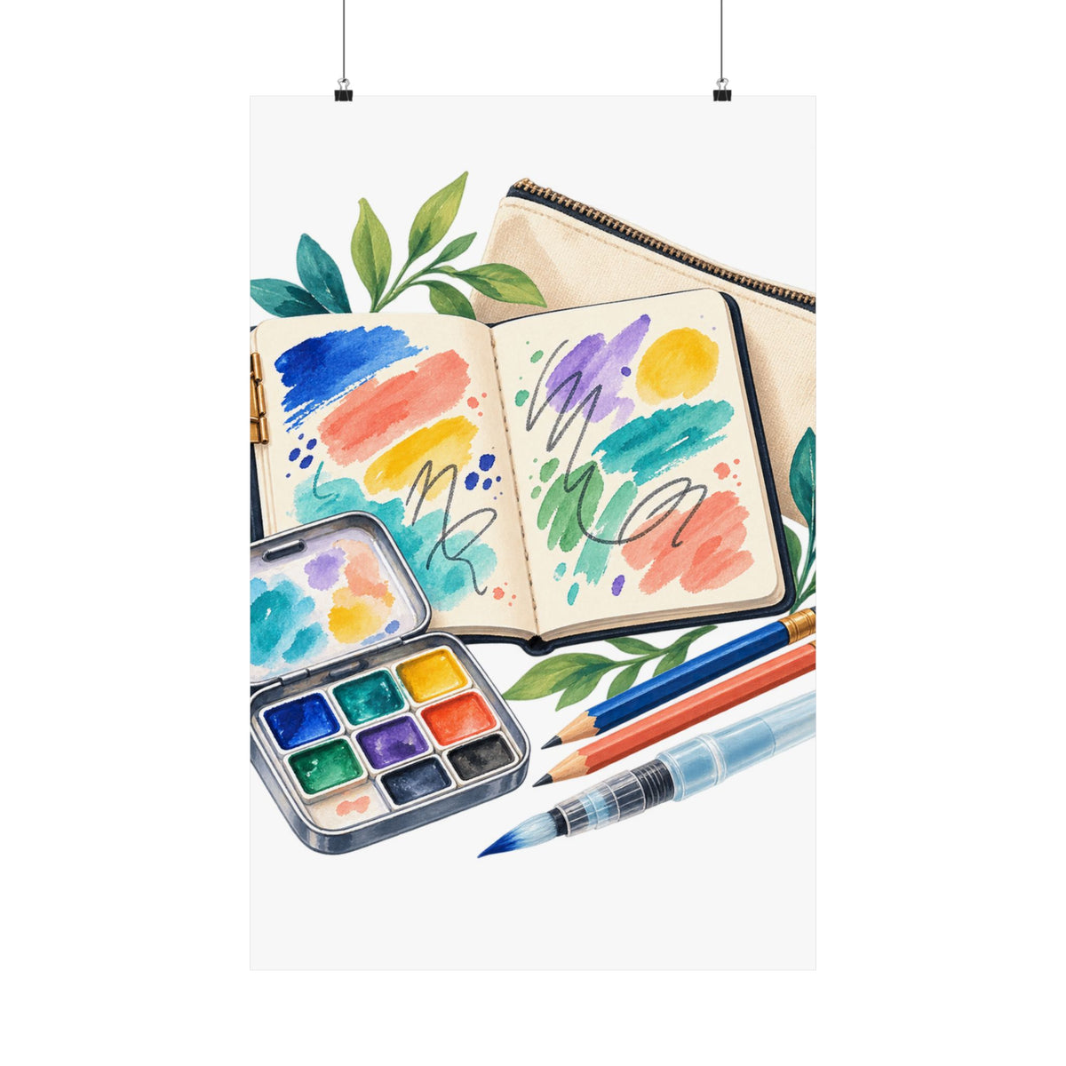 Colorful Urban Sketching Travel Kit Poster