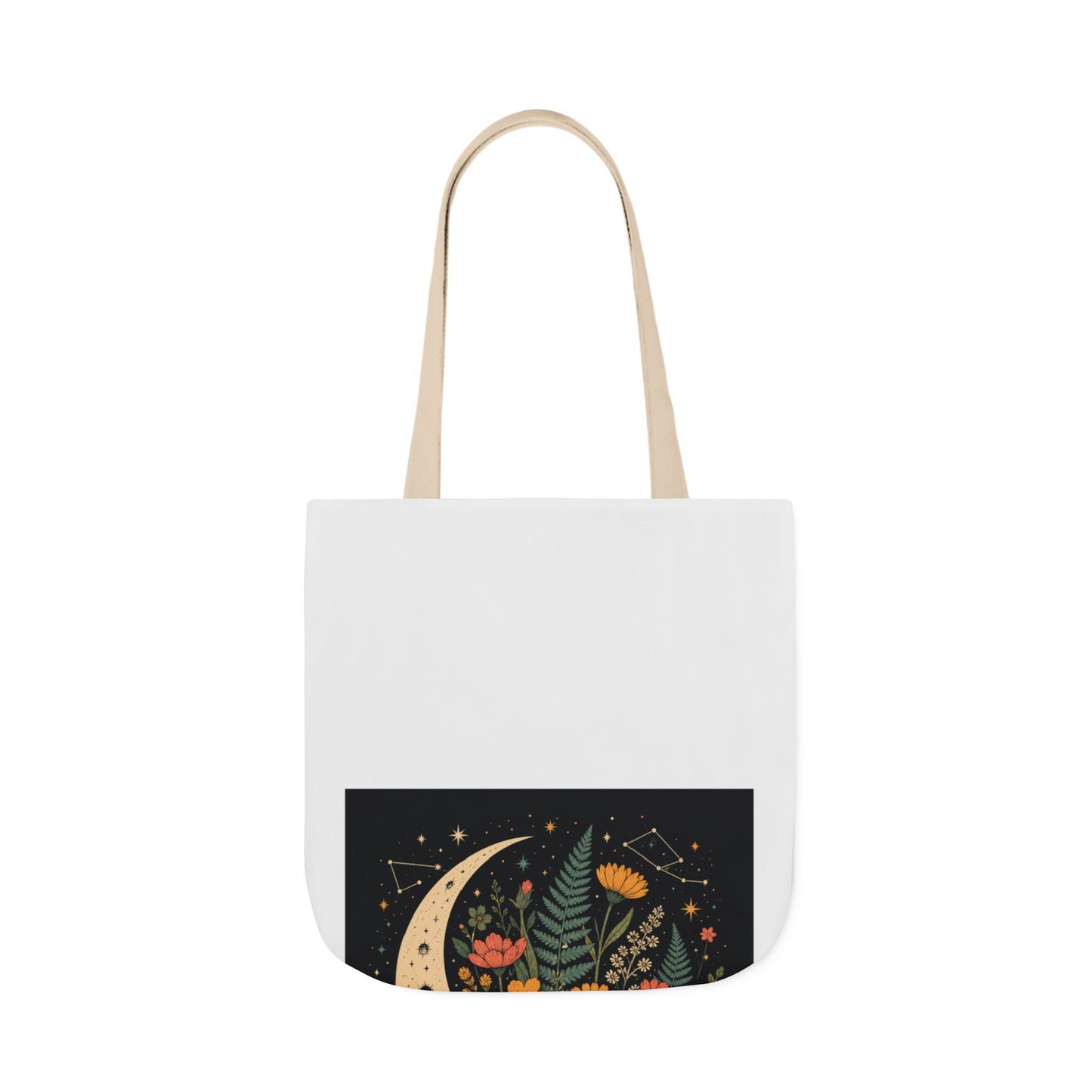 Celestial Wildflower Crescent Moon Botanical Tote Bag