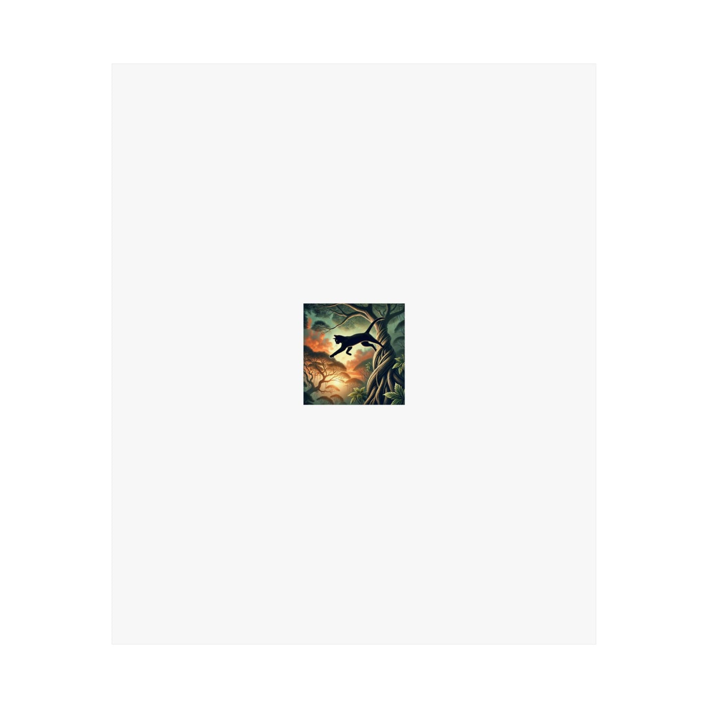 Enchanted Black Cat Forest Poster Fantasy Cat Wall Art Gift