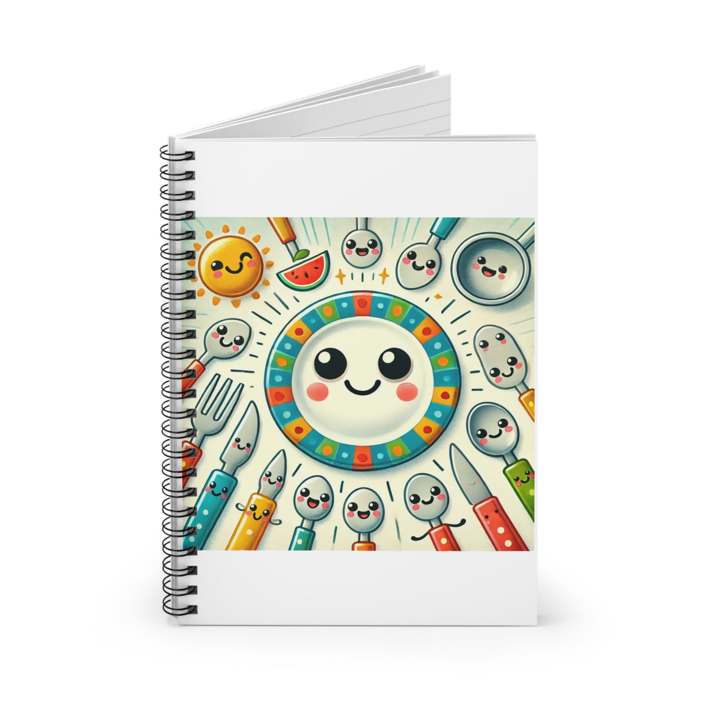 Happy Kitchen Tableware Kawaii Spiral Notebook