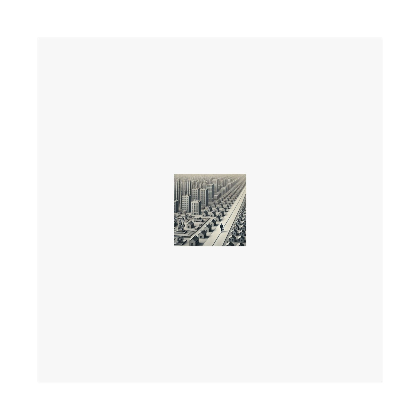 Monochrome Urban Factory Cityscape Poster Industrial Wall Art Gift