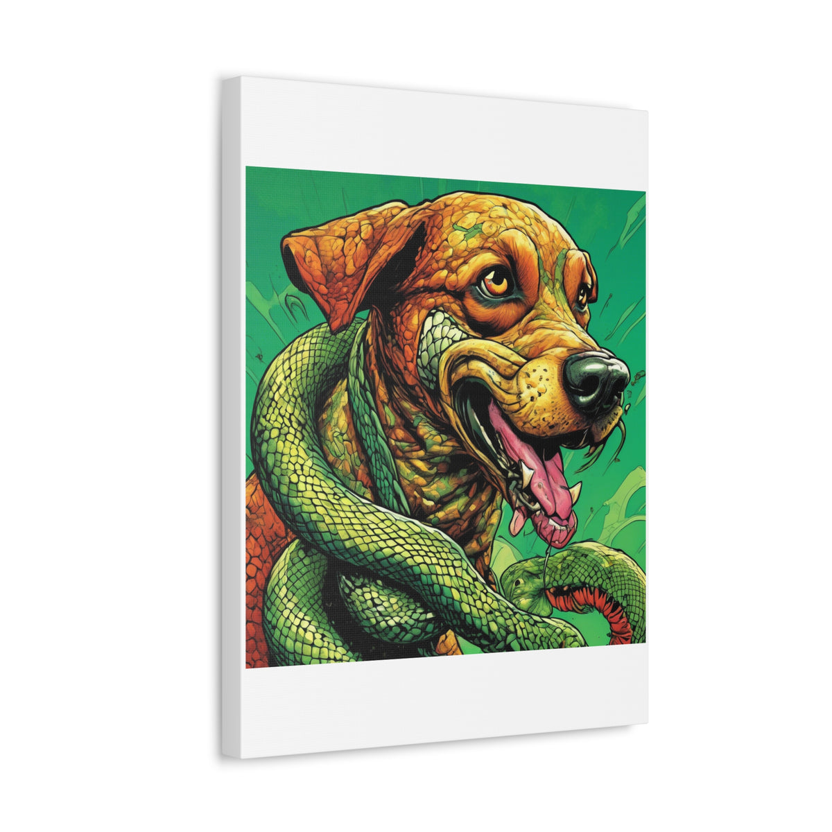 Serpent Guardian Dog Bold Fantasy Creature Canvas Art
