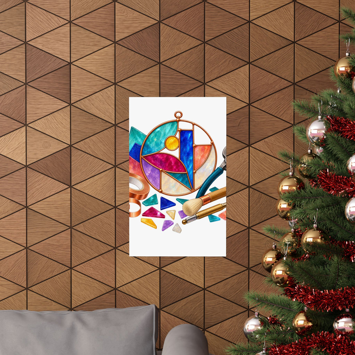 Abstract Stained Glass Suncatcher Workshop Poster