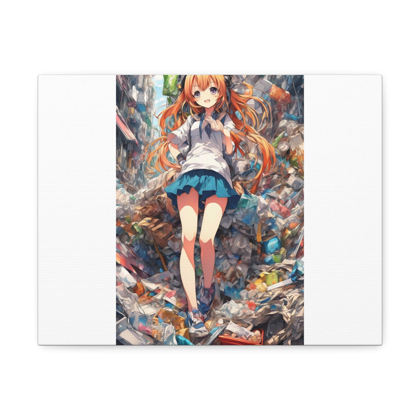 Recycling Rescue Anime Heroine Eco Street Art Canvas