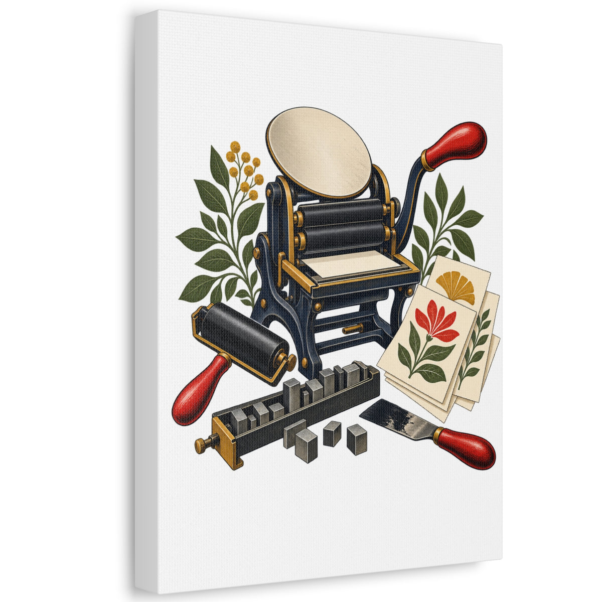 Botanical Letterpress Printshop Canvas