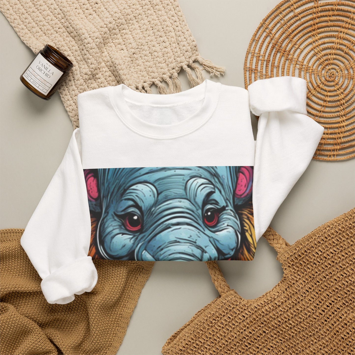 Colorful Elephant Garden Parade Cute Wildlife Art Sweatshirt