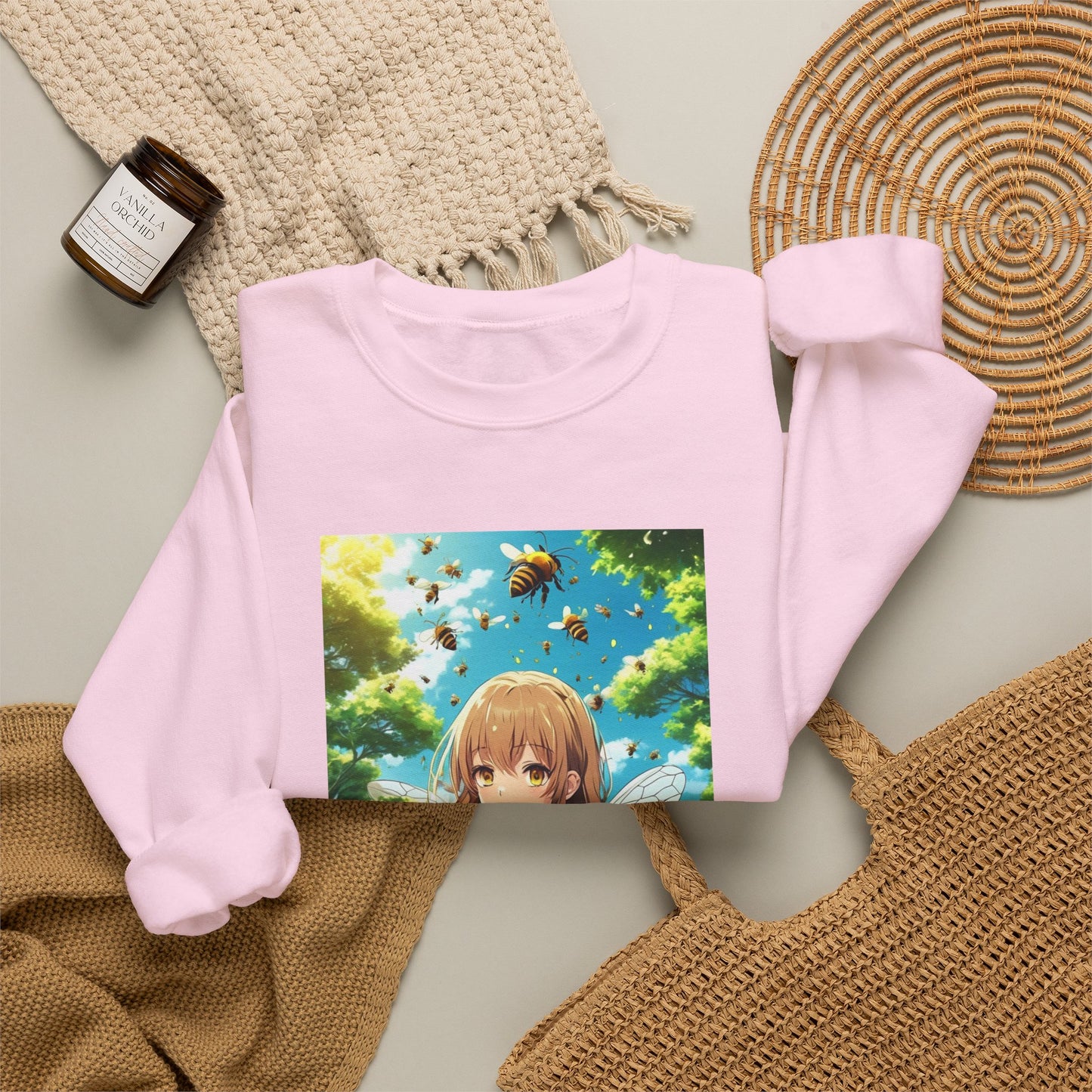 Bee Fairy Garden Anime Nature Art Sweatshirt