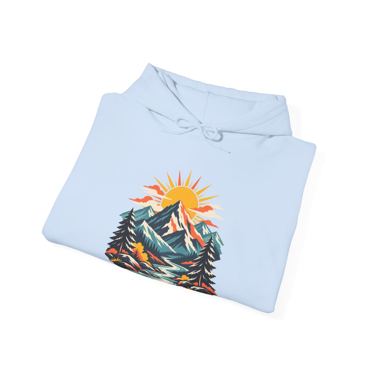Alpine Sunrise River Mountain Adventure Art Hoodie