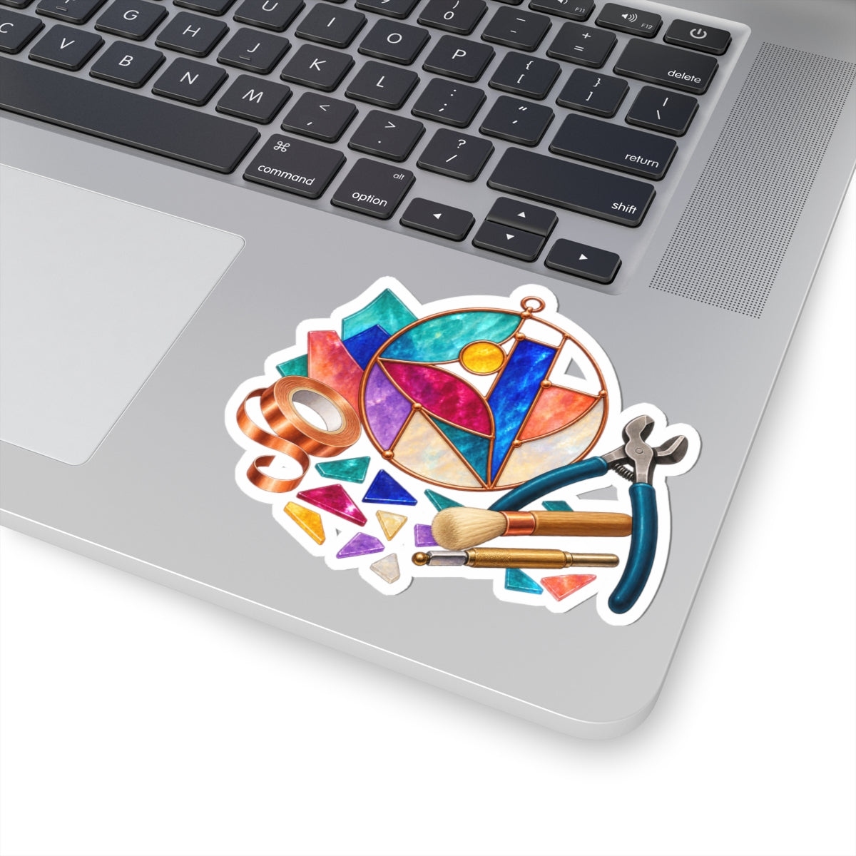Abstract Stained Glass Suncatcher Workshop Sticker