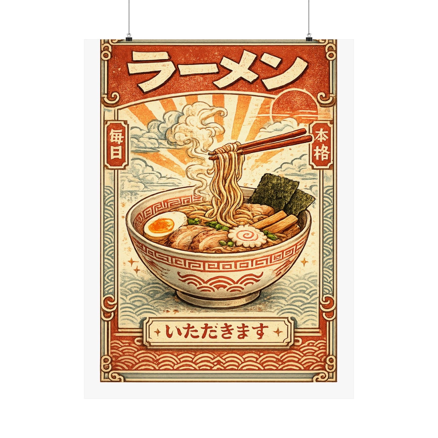 Vintage Ramen Bowl Japanese Food Art Poster