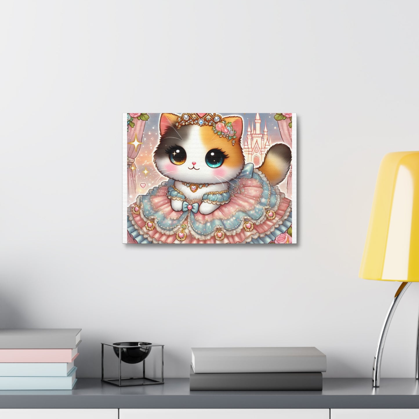 Pastel Princess Calico Cat Fantasy Canvas Wall Art