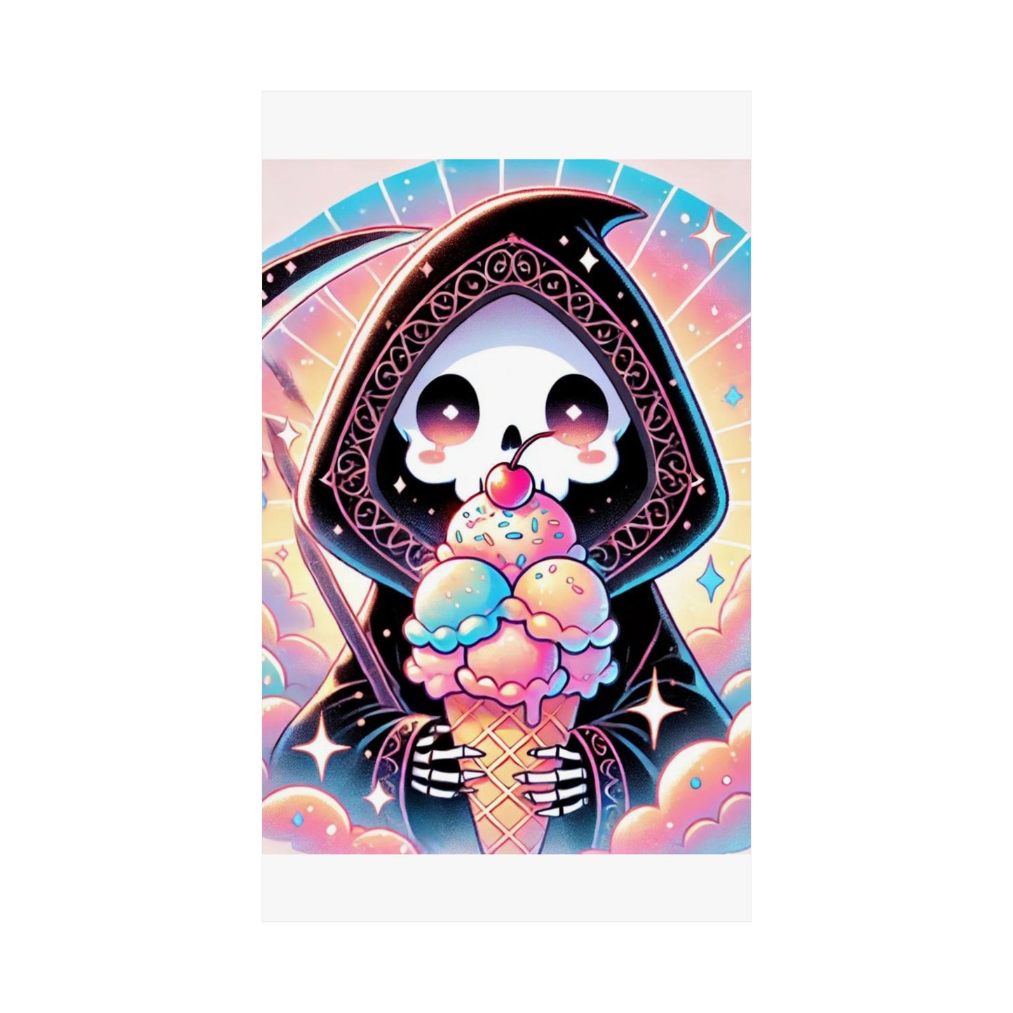 Cute Grim Reaper Ice Cream Pastel Novelty Poster