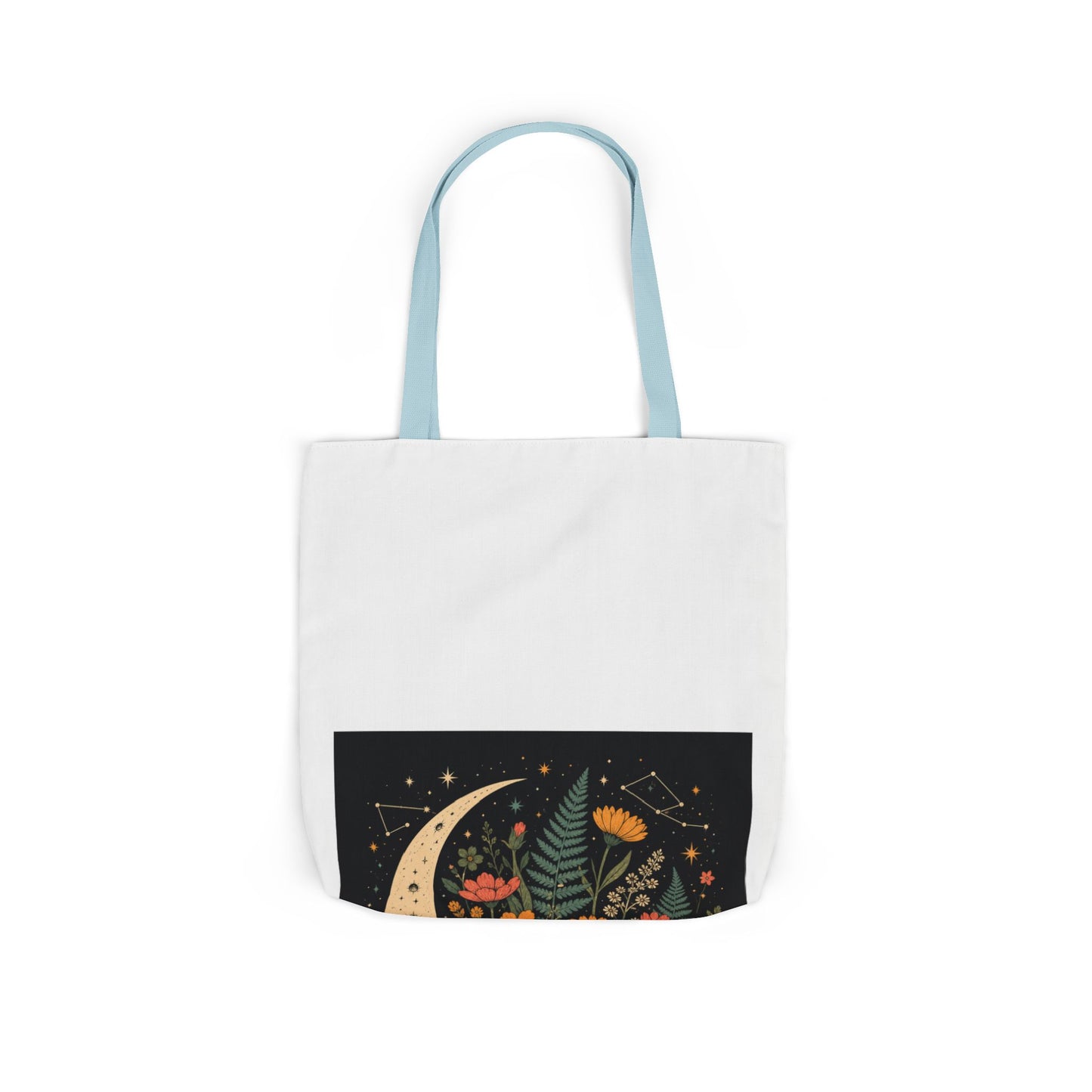 Celestial Wildflower Crescent Moon Botanical Tote Bag