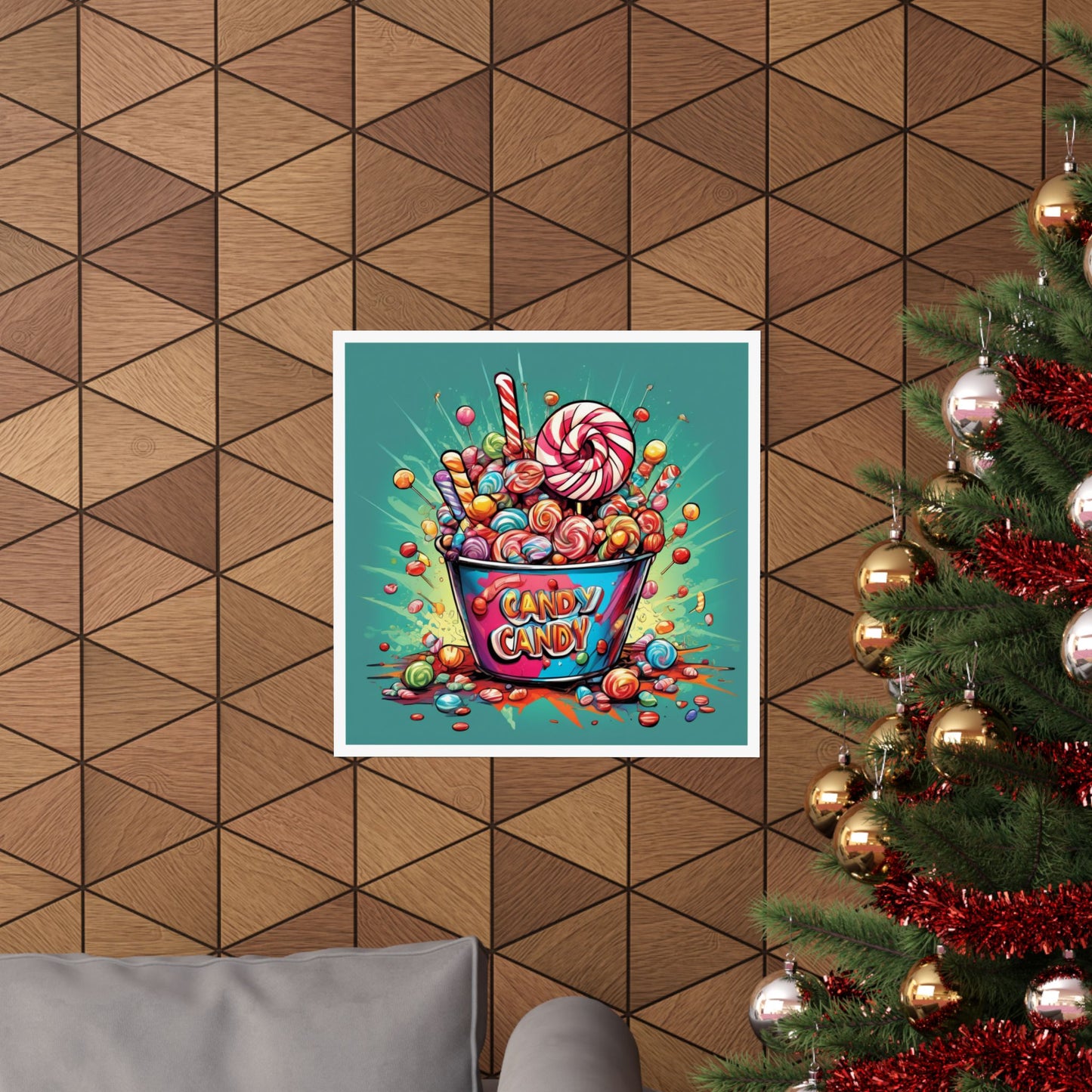 Holiday Candy Bucket Sweets Gift Art Poster